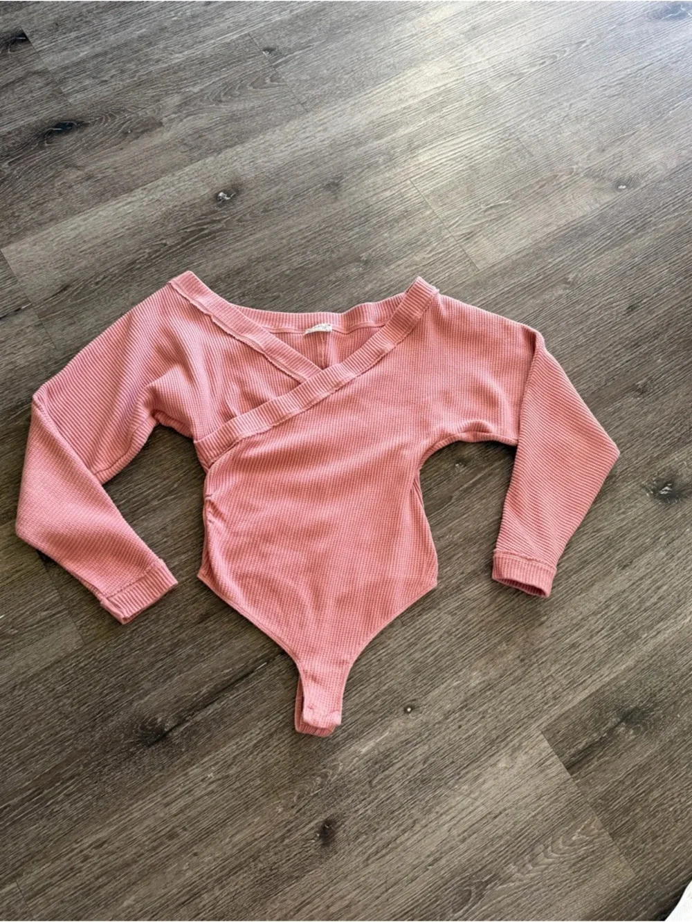 Free People Dusty Rose Ribbed Bodysuit